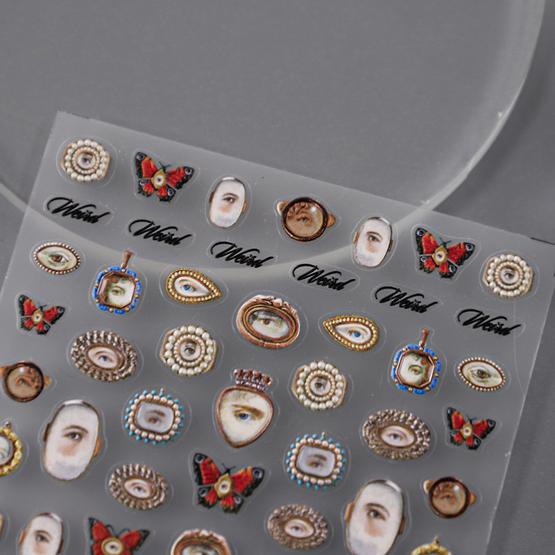 Nail Art Xmas - 1pcs 5D Embossed Halloween Mixed Eyes