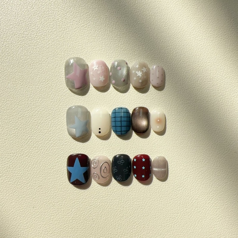 Nail Art Cat Eye Simple - 10PCS Handmade Ins Style Short Square