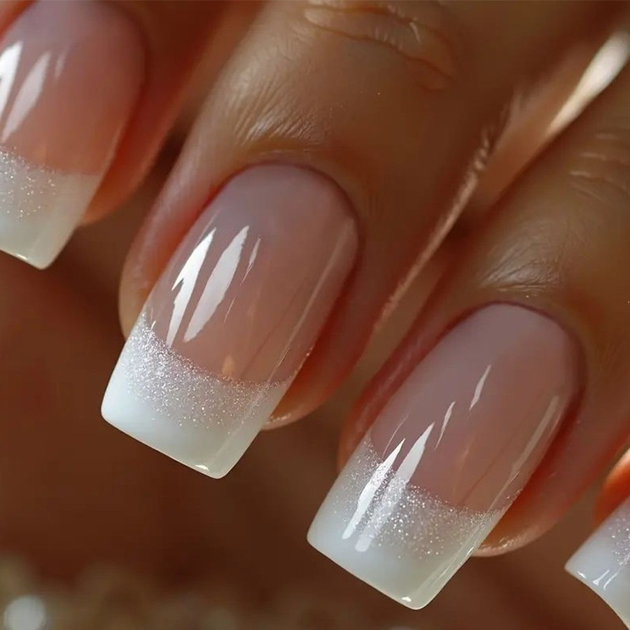 Nail Art French Nails - 24pcs/set Medium Square fake nails for