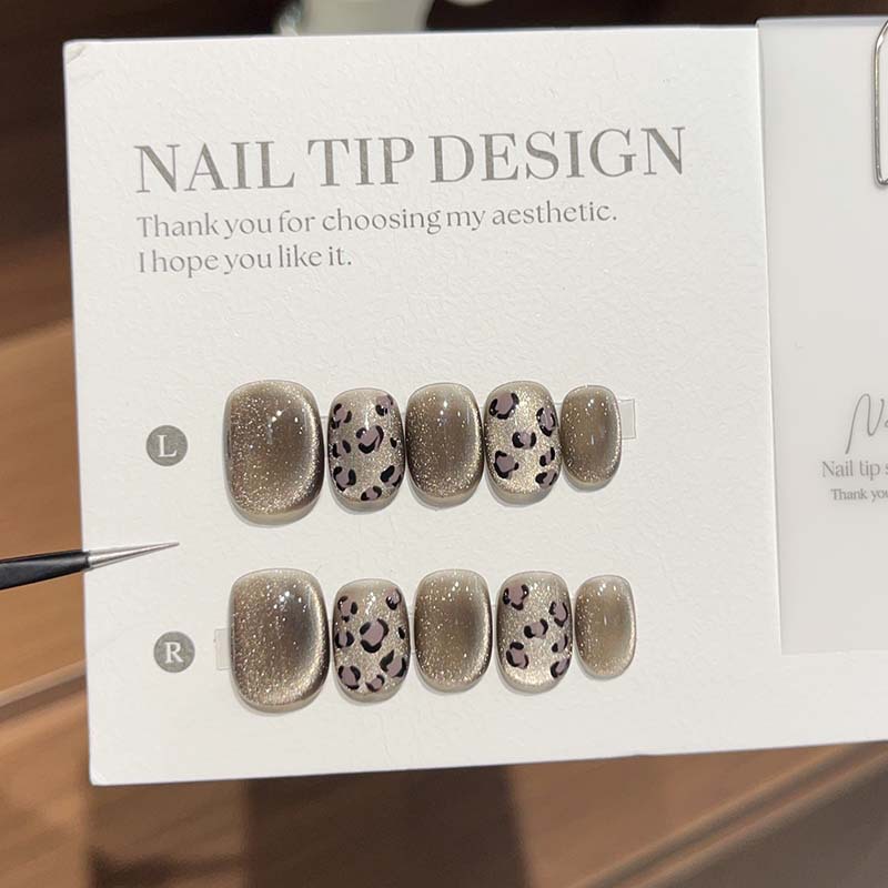 Nail Art Cat Eye Simple - 10Pcs Autumn Short Lovely Cat Eye