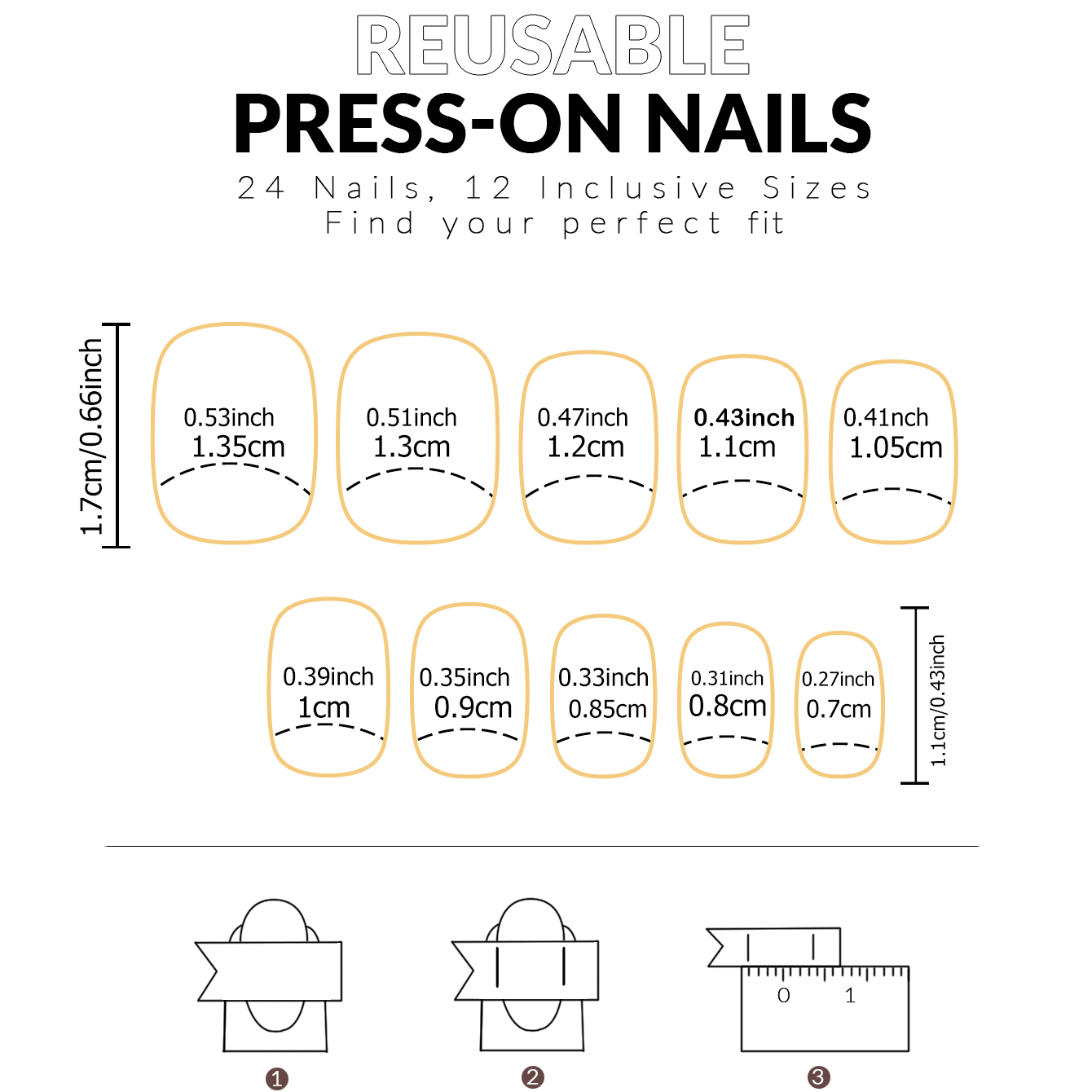 24PCS French White Border Shor - Nail Art French Nails ulasan dan harga