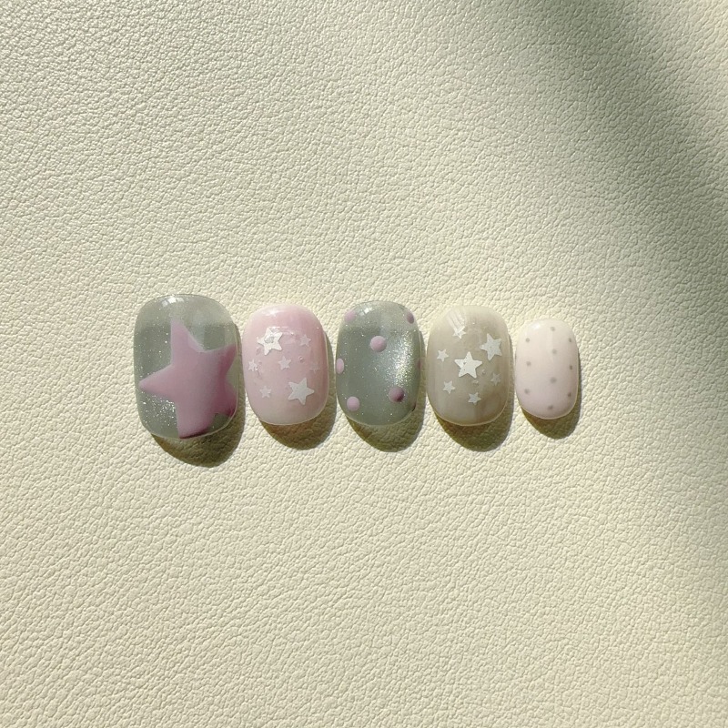 10PCS Handmade Ins Style Short - Nail Art Cat Eye Simple ulasan dan harga