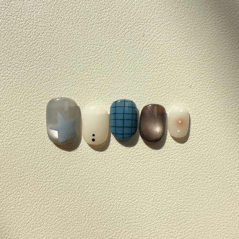 10PCS Handmade Ins Style Short - Nail Art Cat Eye Simple ulasan dan harga