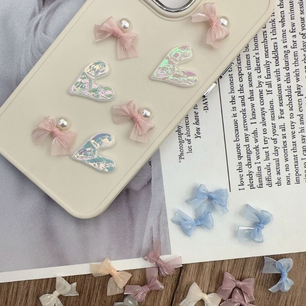 10Pcs Colorful Bow Pearlescent - Nail Art French Nails ulasan dan harga