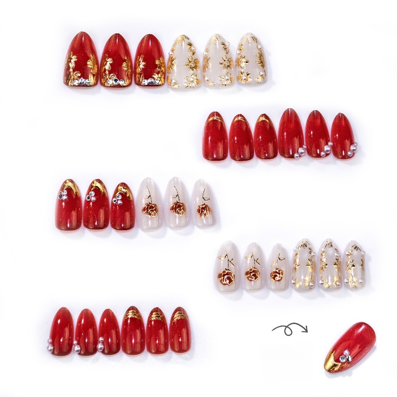 24PCS Gilt Rose Almond Stick o - Nail Art Cat Eye Simple ulasan dan harga