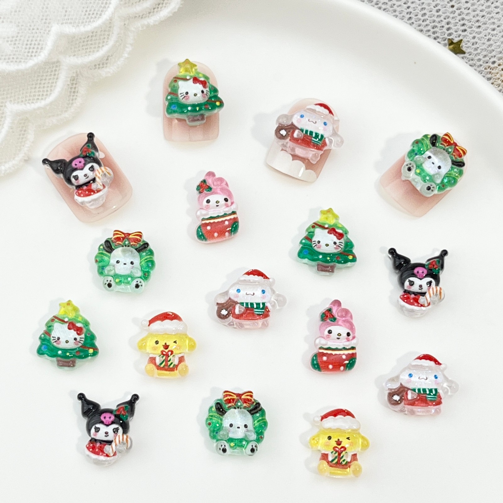 100Pcs/Pack Christmas Nail Cha - Nail Art Xmas ulasan dan harga