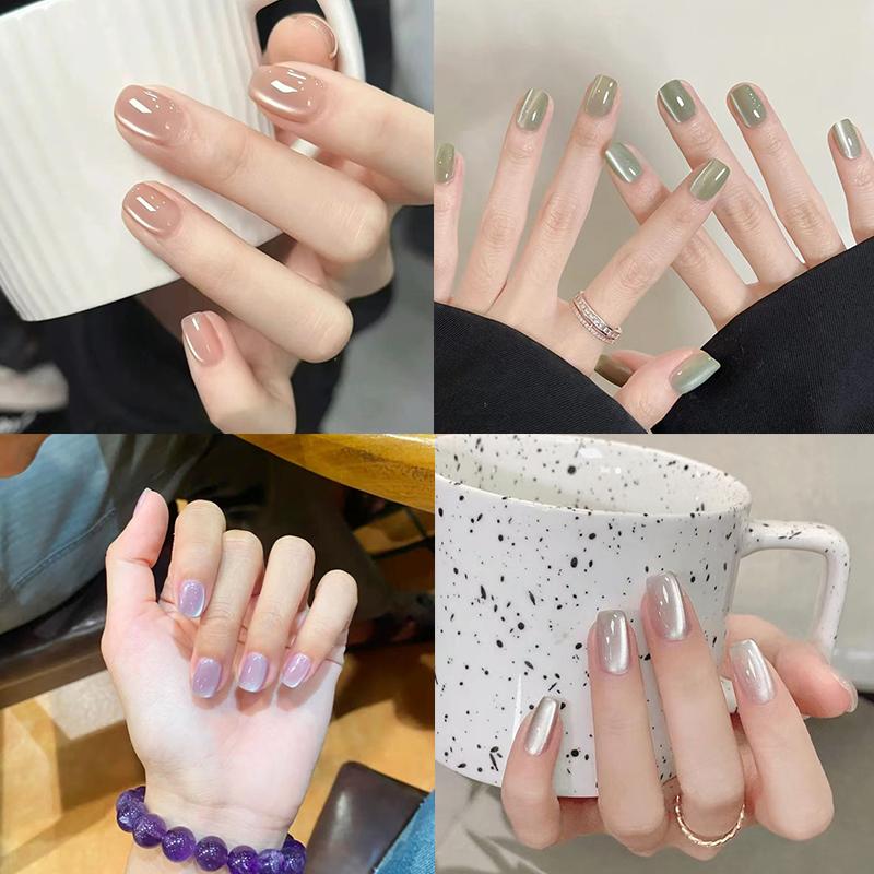 10Pcs Trendy Simple Solid Colo - Nail Art Cat Eye Simple ulasan dan harga