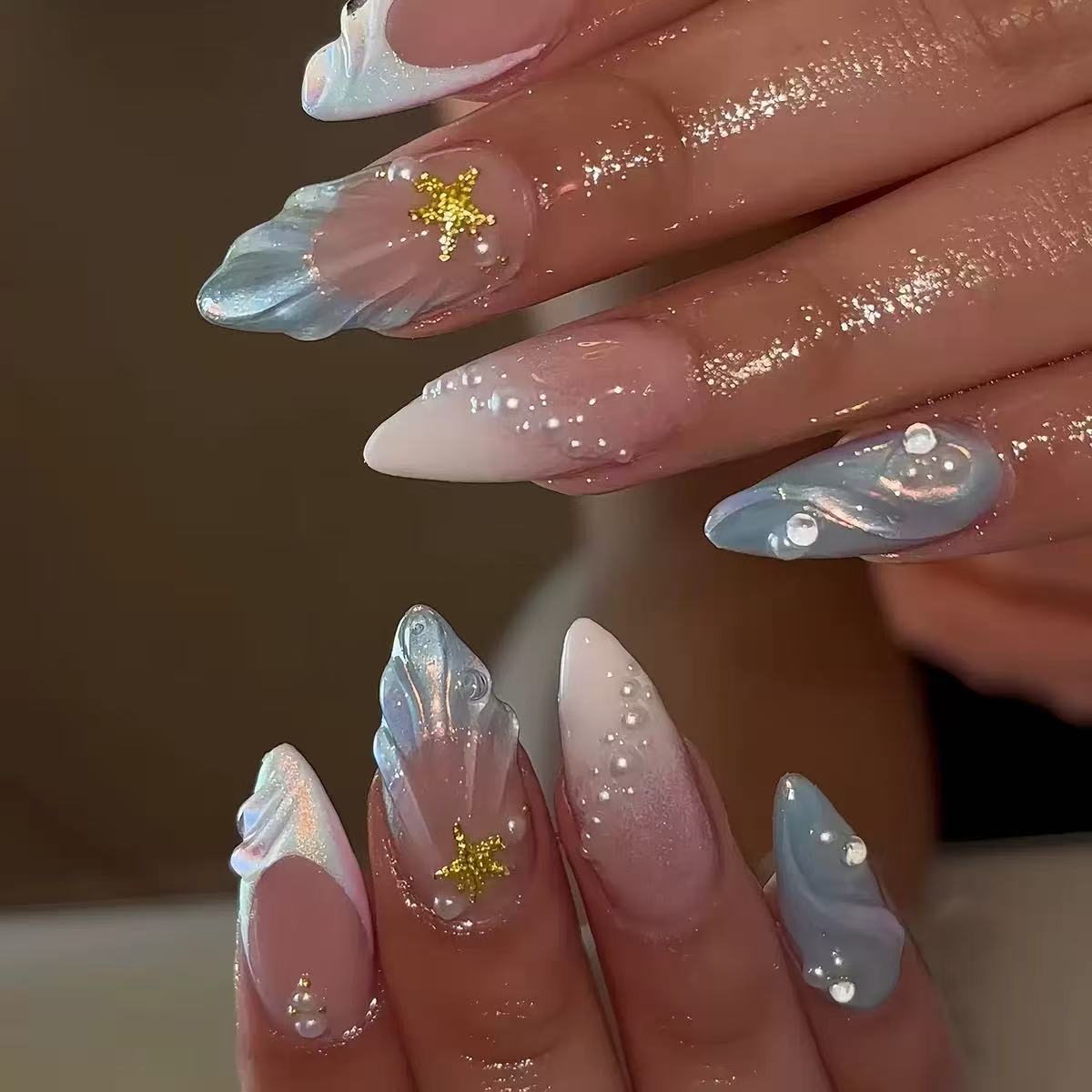 24pcs Short Oval 3D Gel Nail S - Nail Art French Nails ulasan dan harga