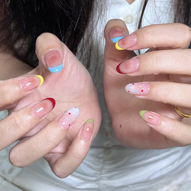24Pcs Almond False Nails Sets  - Nail Art French Nails ulasan dan harga