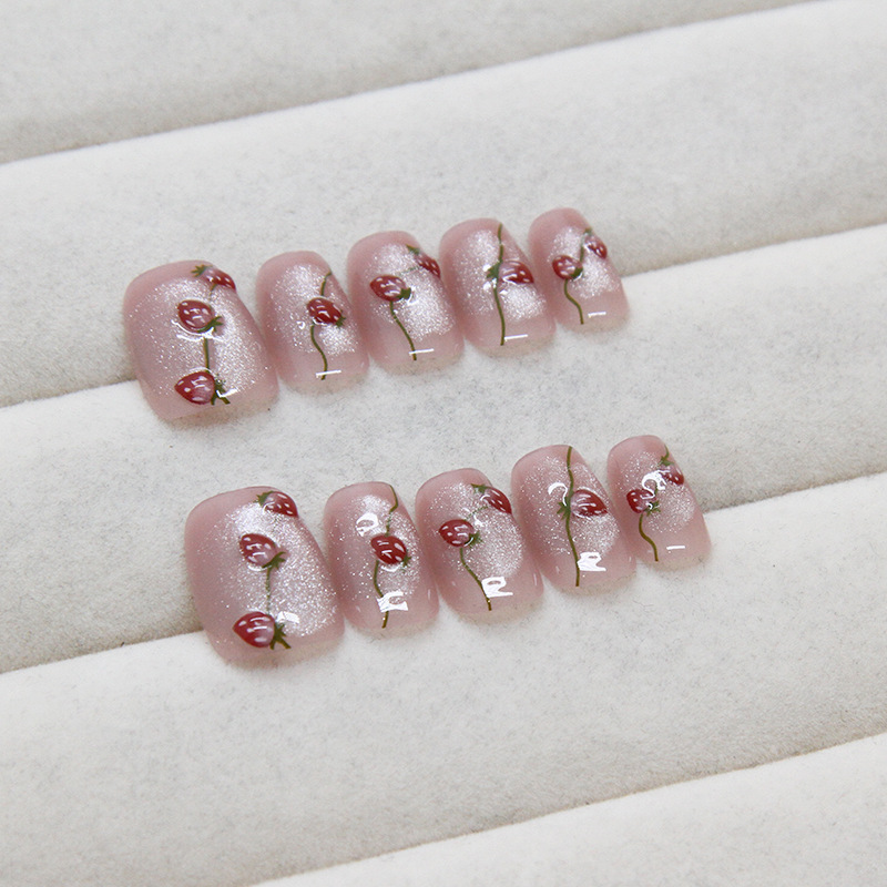 10 Pcs Women Handmade Press on - Nail Art Cat Eye Simple ulasan dan harga