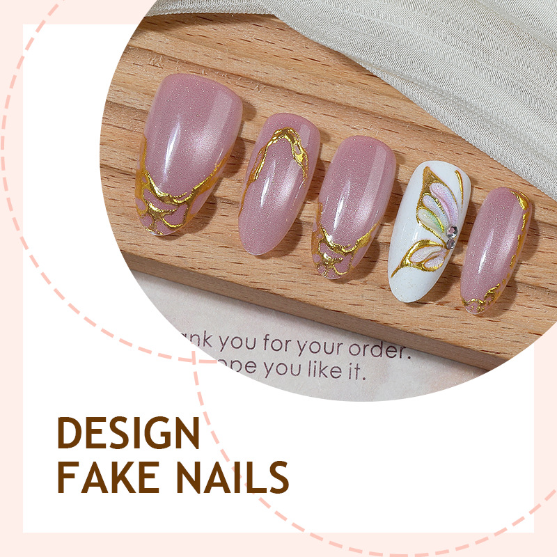 Cat Eye Almond False Nails Gol - Nail Art Cat Eye Simple ulasan dan harga