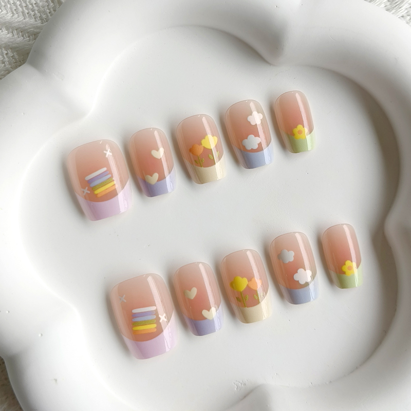 10Pcs Women Spring Fresh and D - Nail Art French Nails ulasan dan harga