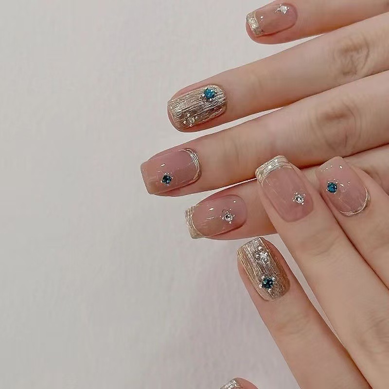 10Pcs Short Square French Hand - Nail Art Cat Eye Simple ulasan dan harga