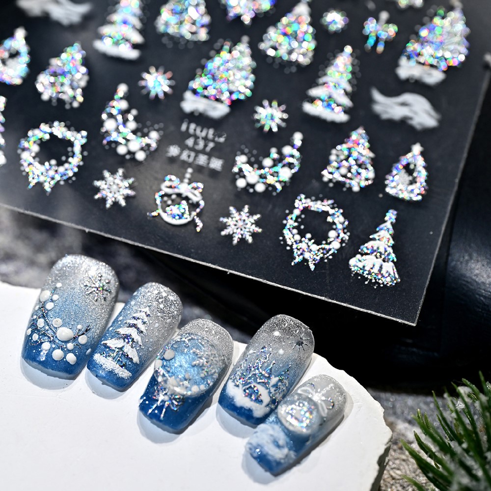 5D Embossed Gold Castle/Garlan - Nail Art Xmas ulasan dan harga
