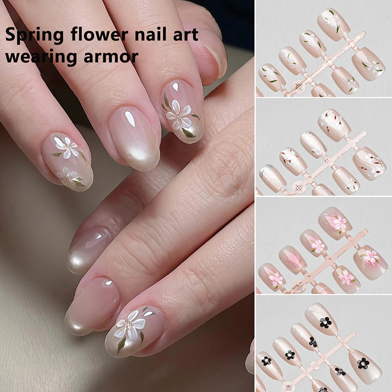 〔YS1〕30Pcs False Nails Flower  - Nail Art Cat Eye Simple ulasan dan harga