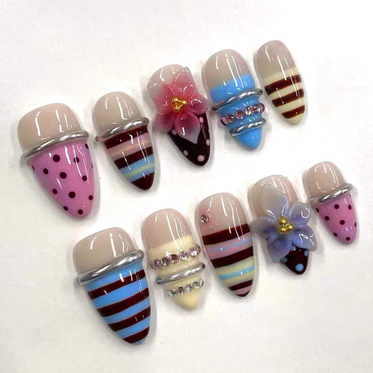 24pcs Cat Eye Almond Press on  - Nail Art Cat Eye Simple ulasan dan harga