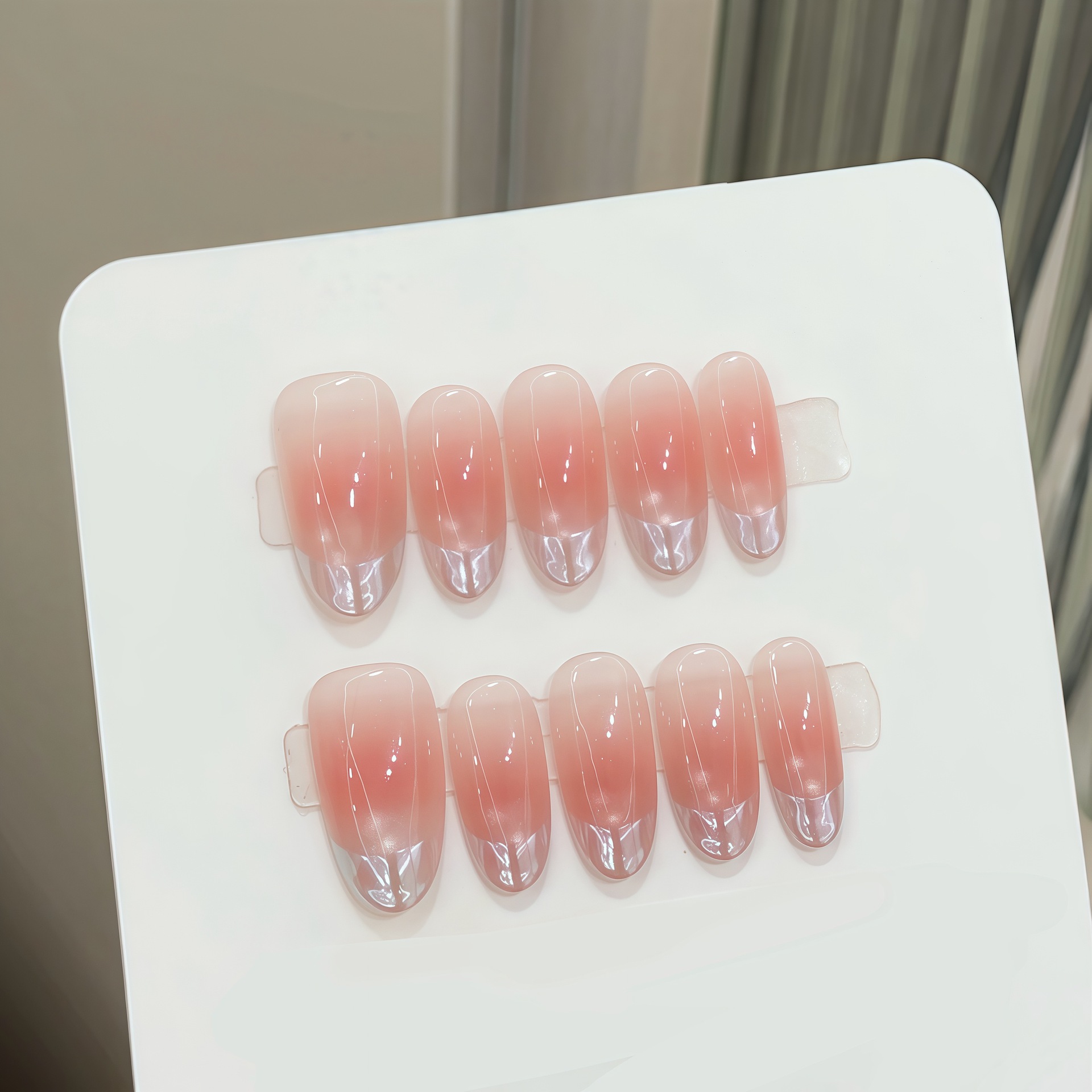 10pcs Pure Hand Pressed Oval N - Nail Art French Nails ulasan dan harga