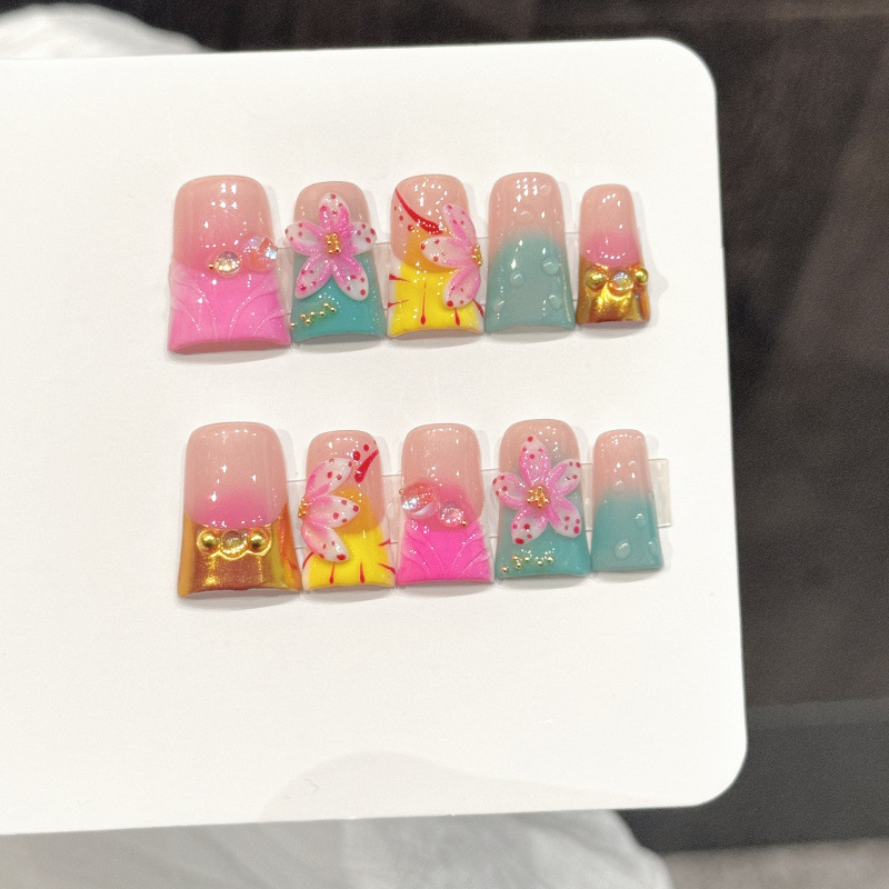 10pcs Ocean Style Fake Nails D - Nail Art French Nails ulasan dan harga