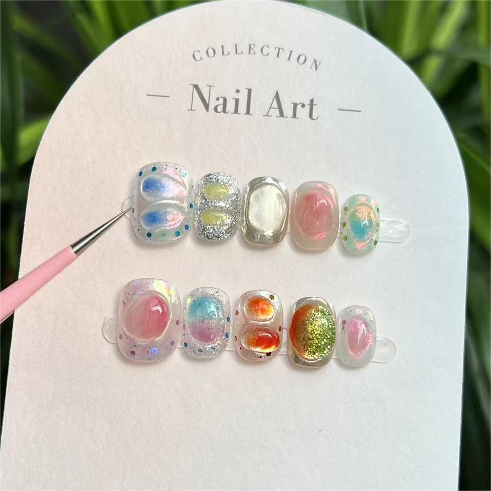 10pcs Short Black Cat Eye Squa - Nail Art Cat Eye Simple ulasan dan harga