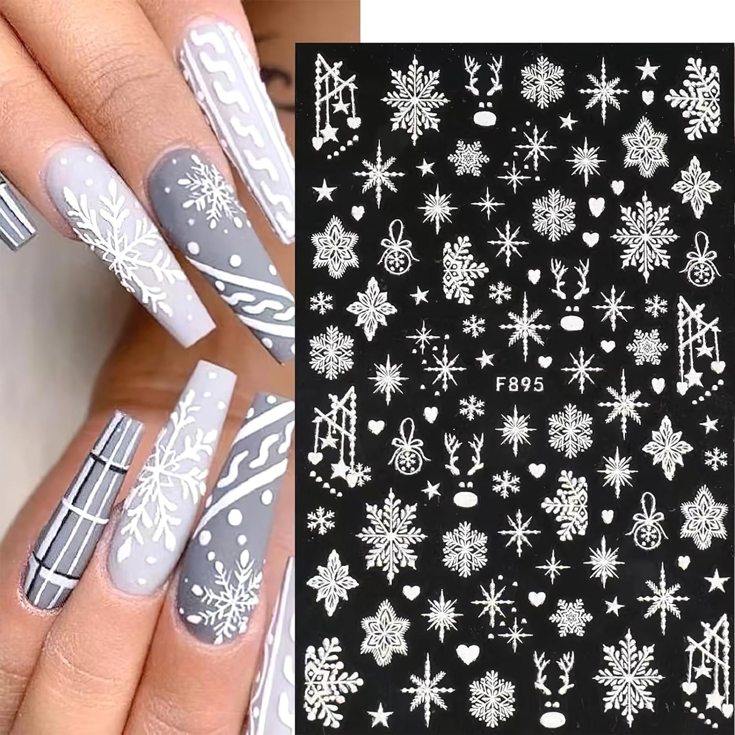 3D Snowflake Nail Art Decals W - Nail Art Xmas ulasan dan harga