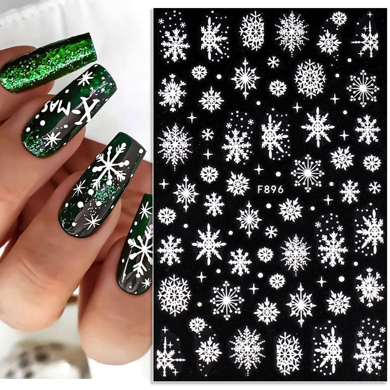 3D Snowflake Nail Art Decals W - Nail Art Xmas ulasan dan harga
