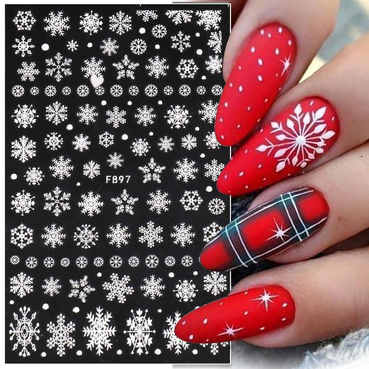 3D Snowflake Nail Art Decals W - Nail Art Xmas ulasan dan harga