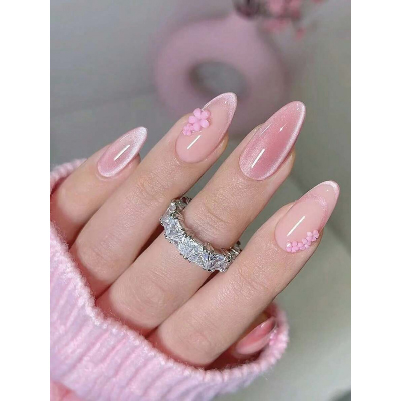 10 Pcs Handmade Medium Almond  - Nail Art Cat Eye Simple ulasan dan harga