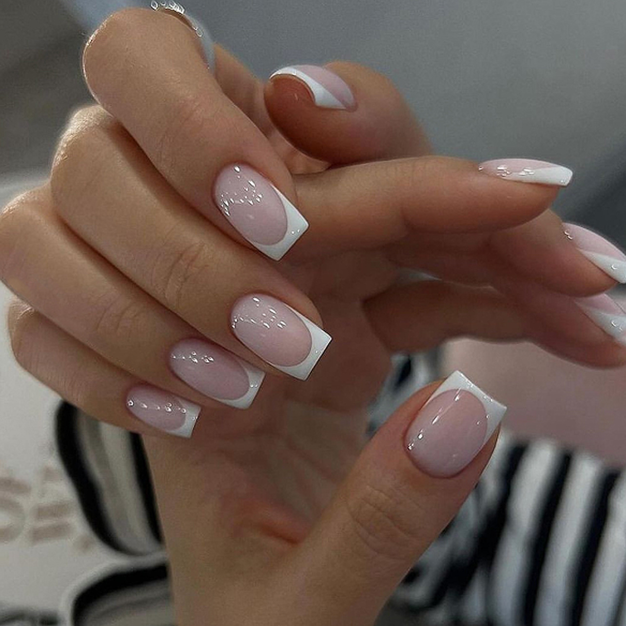 24Pcs Simple Ballet Glitter De - Nail Art French Nails ulasan dan harga